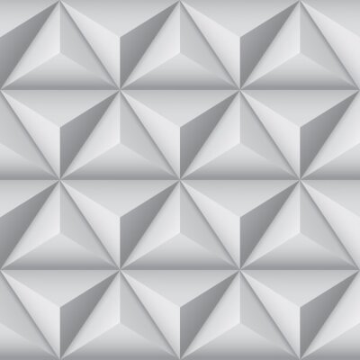 Behang 3d geometrisch patroon met piramides. Abstracte grijze naadloze achtergrond