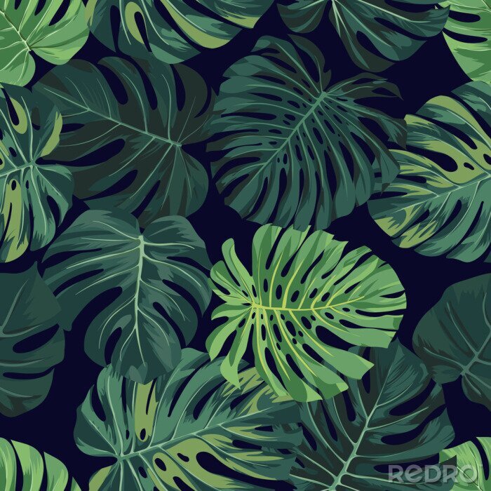 Behang 3D jungle met bladeren