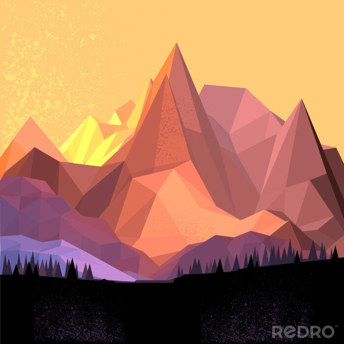 Behang 3d landschap met bergen