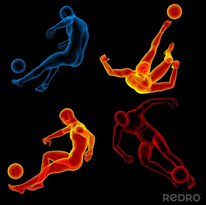 Behang 3D-rendering illustratie van de menselijke schoppen bal