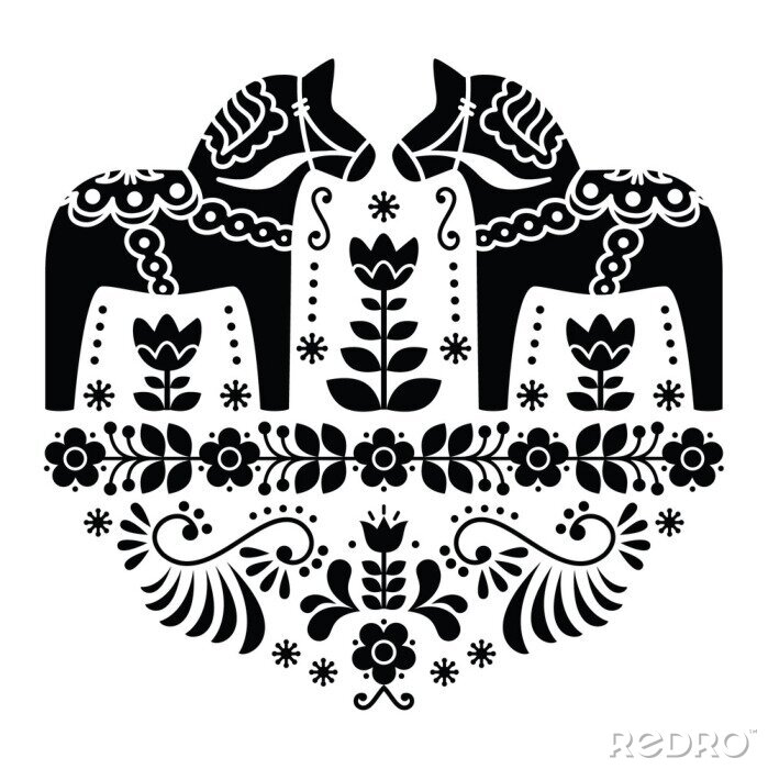 Behang 3D Scandinavisch Folk Patroon