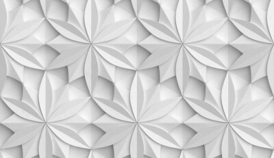Behang 3D Wallpaper in the form of geometric panels of white material. Flower of life. Realistic seamless texture of high quality.