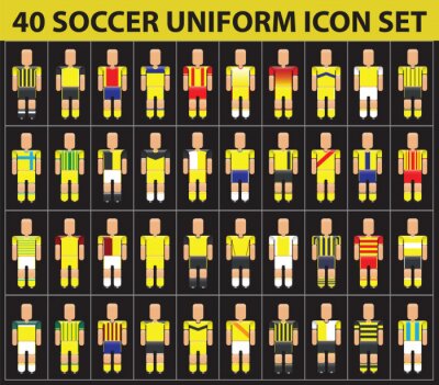 Behang 40 voetbaltoernooi geel uniform icon set