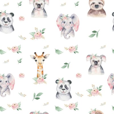 Behang A poster with a panda. A cartoon panda. China. Topic. Foliage.