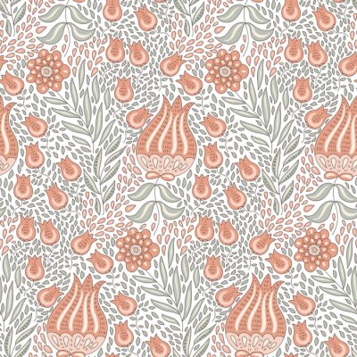 Behang Abstract botanisch bloemenpatroon