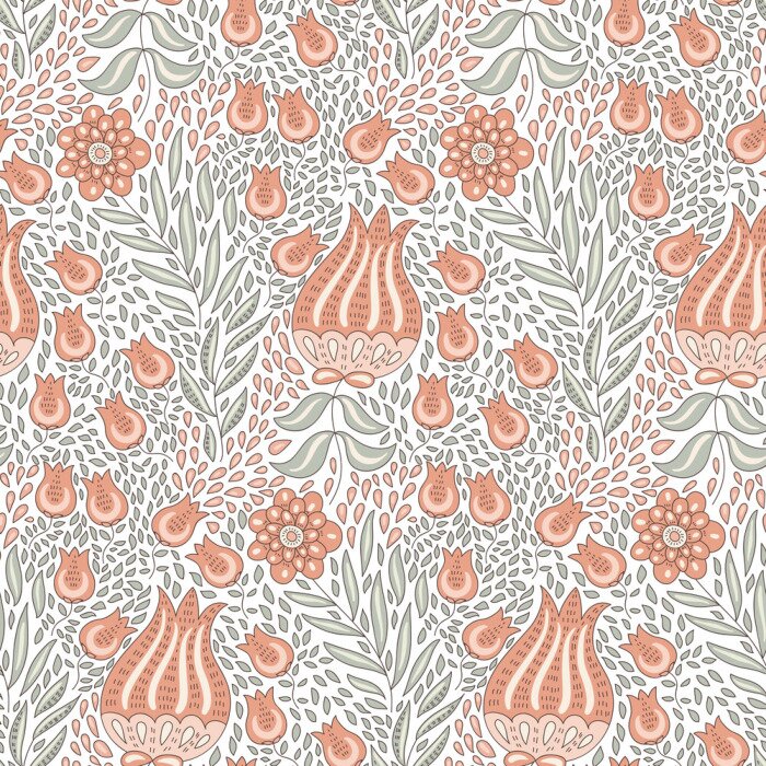 Behang Abstract botanisch bloemenpatroon