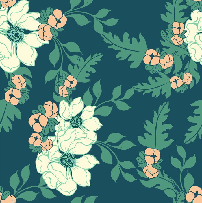 Behang Abstract elegantiepatroon met bloemenachtergrond.