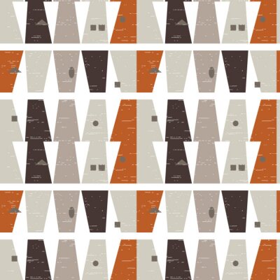 Behang Abstract geometric vector seamless pattern inspired by mid-century modern fabrics. Simple shapes and lines in retro pastel colors and textured background. Clipping mask is used for easy editing Eps10 