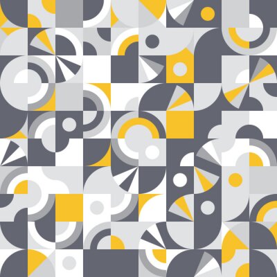 Behang Abstract geometrisch grijs en geel motief