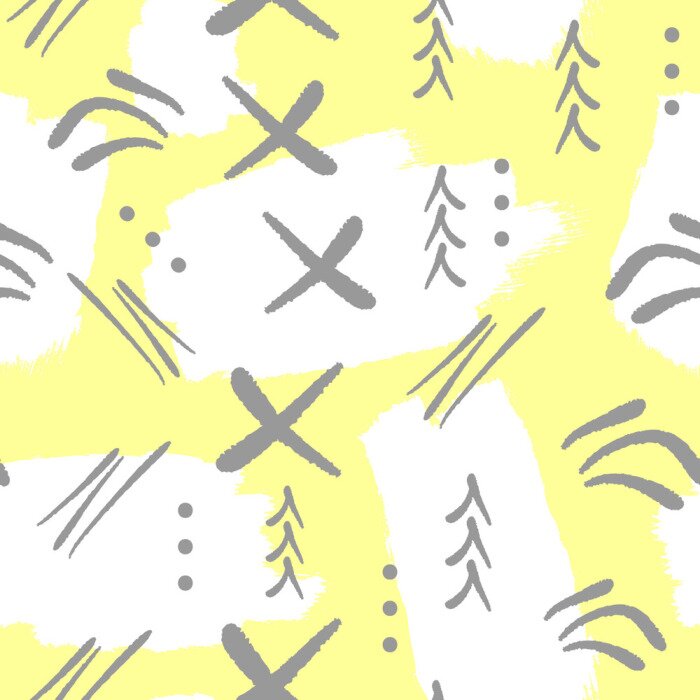 Behang Abstract naadloos patroon. Herhaalde penseelstreken en geometrische vormen met de hand getekend. Grunge, krabbel, schets, waterverf.