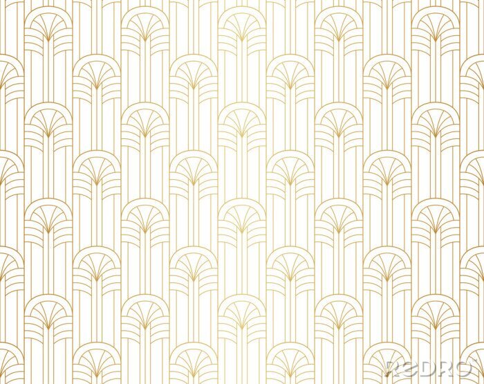 Behang Abstract oosters patroon in gouden imitatiekleur