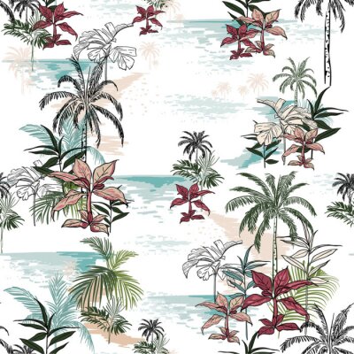 Behang Abstract overzees en vegetatiestrand