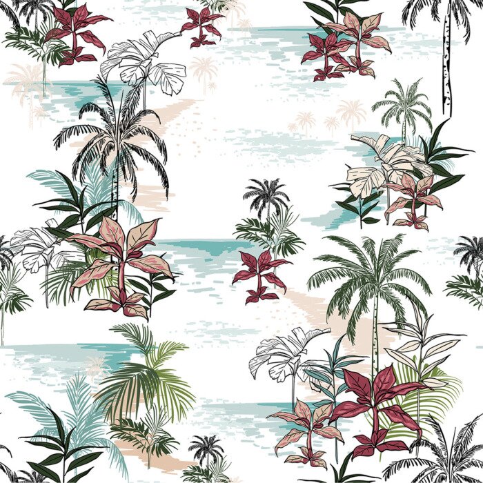 Behang Abstract overzees en vegetatiestrand