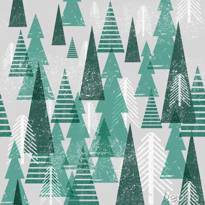 Behang Abstract patroon met bomen op een grijze achtergrond