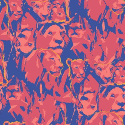 Behang Abstract patroon met leeuwen
