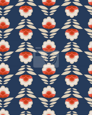 Behang Abstract retro Bloemen