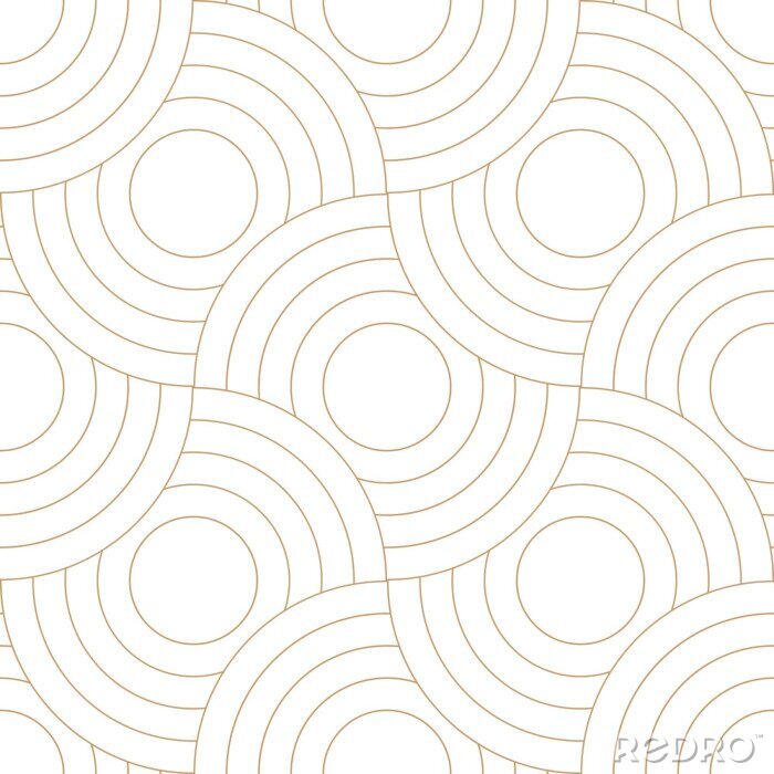 Behang Abstract retro pattern of geometric shapes. Golden mosaic backdrop. Geometric wave of circles  background, vector