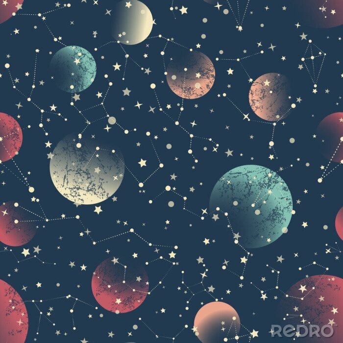 Behang Abstract  seamless pattern. Space constellations