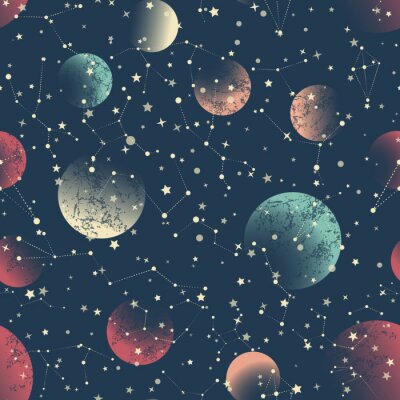 Behang Abstract  seamless pattern. Space constellations