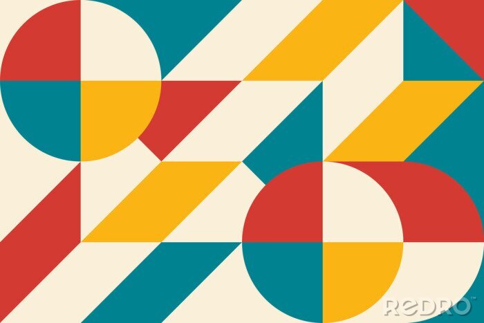 Behang Abstract vector geometric pattern, background design in Bauhaus style, for web design, business card, invitation, poster, cover.