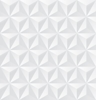 Behang Abstract white triangle background, 3d triangle seamless pattern, Vector.