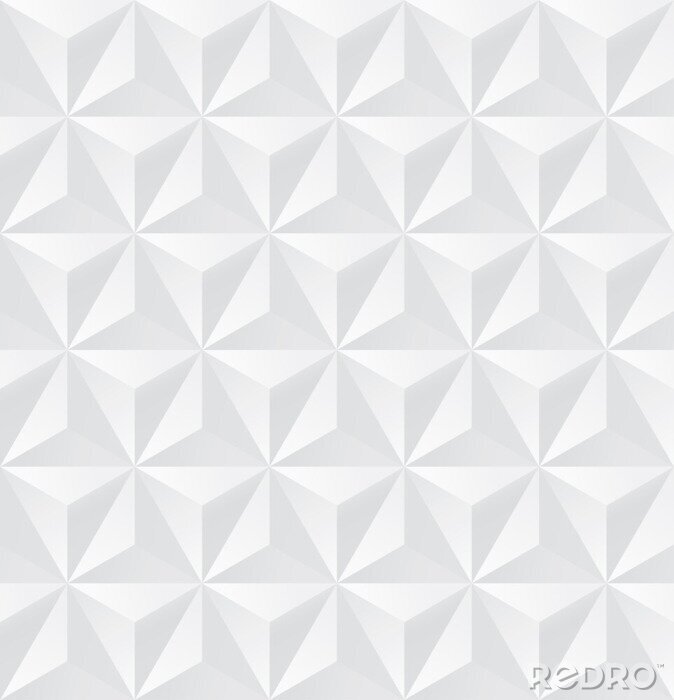 Behang Abstract white triangle background, 3d triangle seamless pattern, Vector.