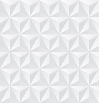 Behang Abstract white triangle background, 3d triangle seamless pattern, Vector.