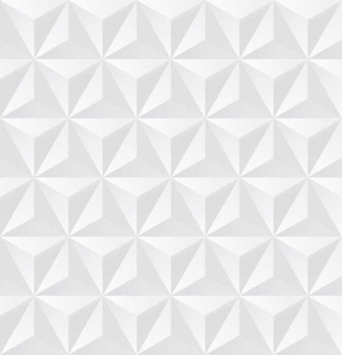 Behang Abstract white triangle background, 3d triangle seamless pattern, Vector.
