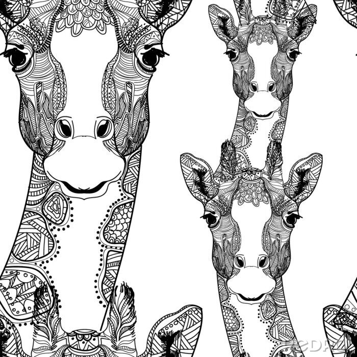 Behang Abstract zwart-wit giraffenpatroon