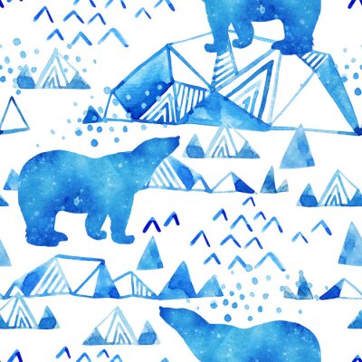 Behang Abstracte aquarel arctische winter achtergrond.