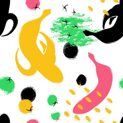 Behang Abstracte bananenvruchten en vormen