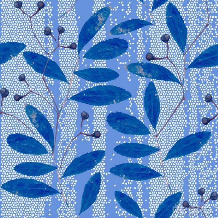 Behang Abstracte blauwe veldplanten