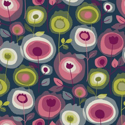 Behang Abstracte bloemen op een donkere achtergrond