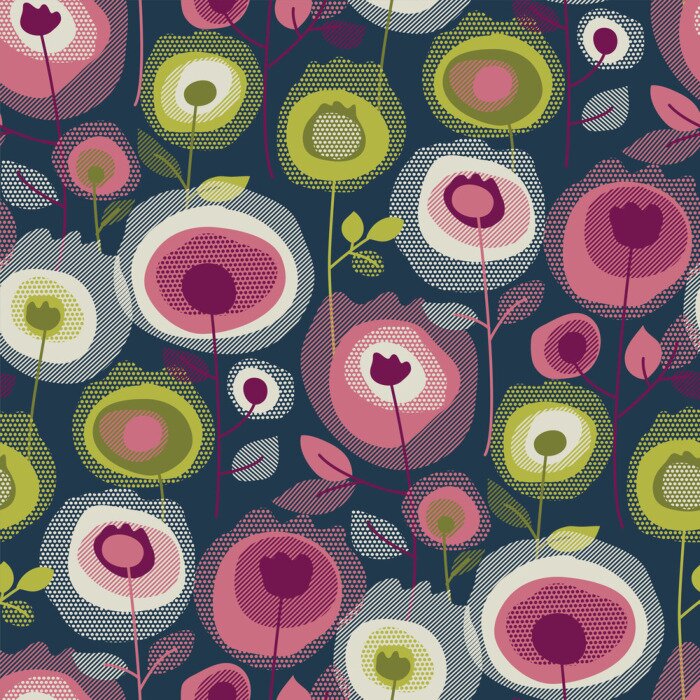 Behang Abstracte bloemen op een donkere achtergrond