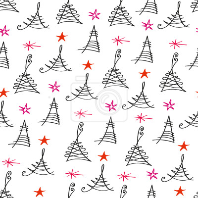 Behang Abstracte bomen en fluitjes op een witte achtergrond