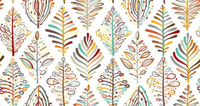 Behang Abstracte bomen in herfstkleuren