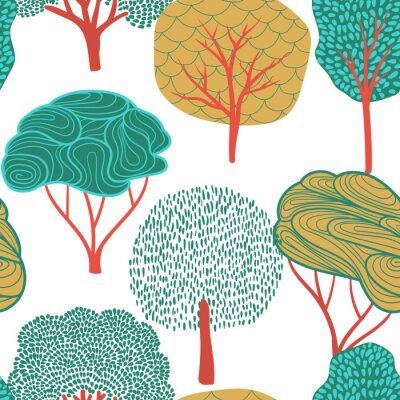 Behang Abstracte bomen op een witte achtergrond