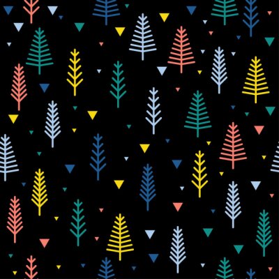Behang Abstracte bos naadloze patroon achtergrond. Kinderachtig eenvoudig handgetekend deksel