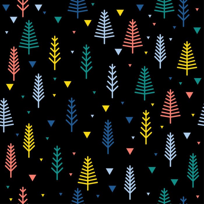 Behang Abstracte bos naadloze patroon achtergrond. Kinderachtig eenvoudig handgetekend deksel