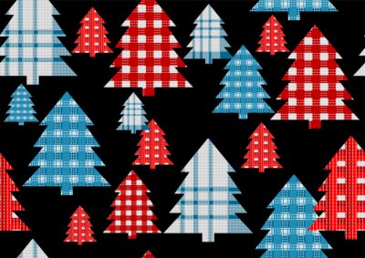 Behang Abstracte geruite bomen