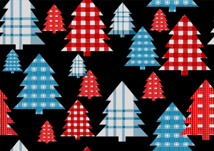 Behang Abstracte geruite bomen