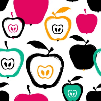 Behang Abstracte gestreelde appels op een witte achtergrond