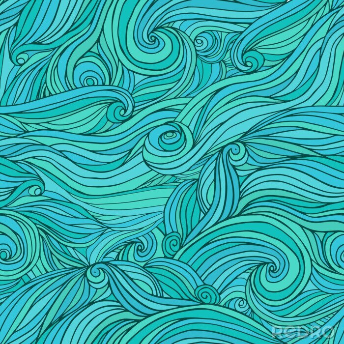 Behang Abstracte golven in zeekleur