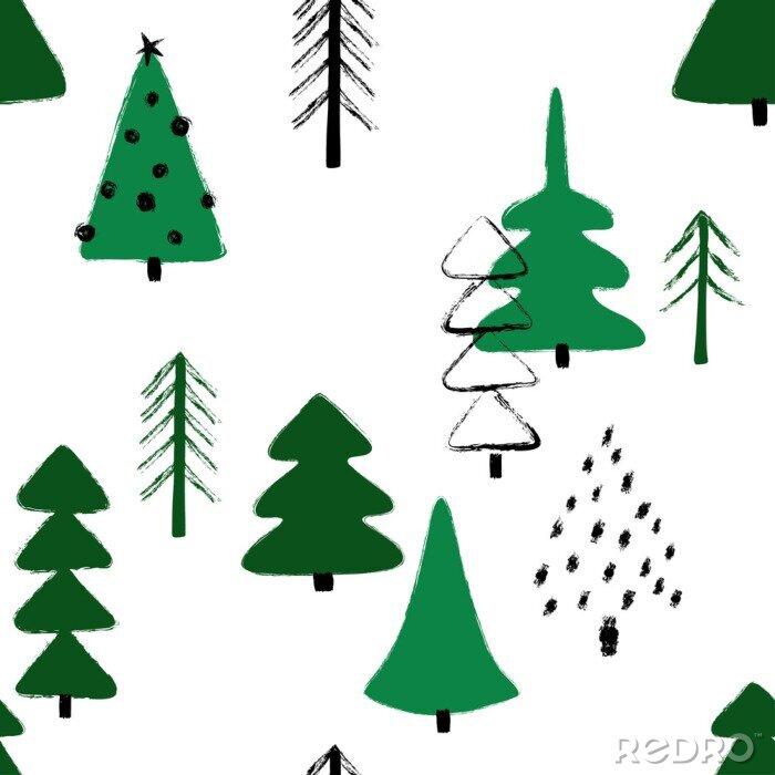 Behang Abstracte groene kerstbomen