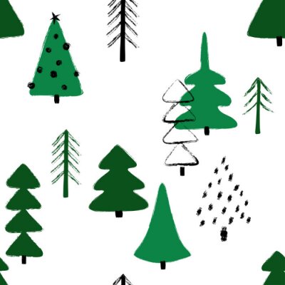 Behang Abstracte groene kerstbomen