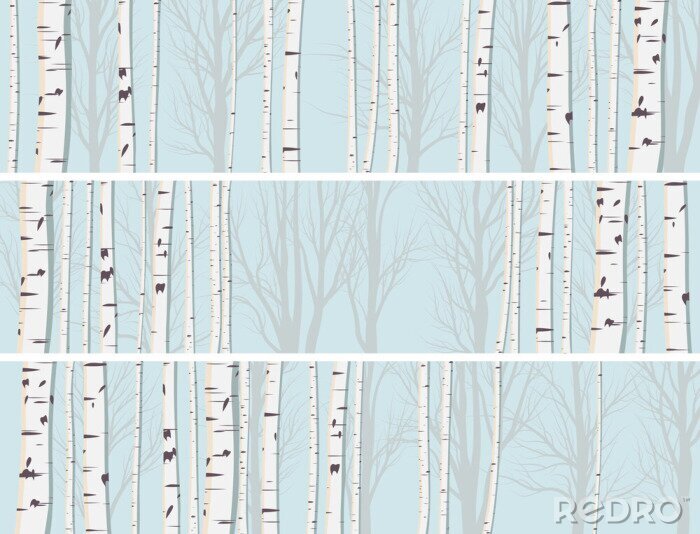 Behang Abstracte illustratie met berken