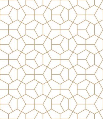 Behang Abstracte meetkunde gold deco art zeshoek patroon