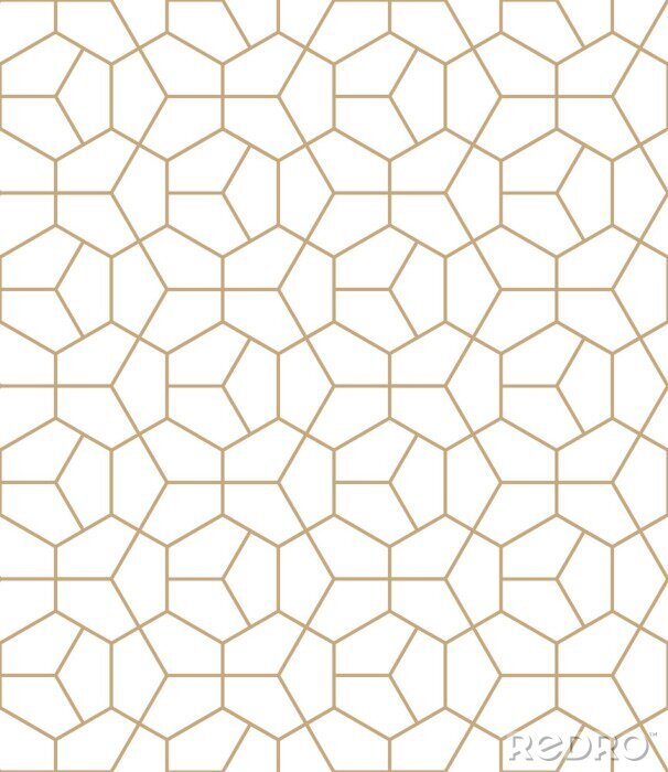 Behang Abstracte meetkunde gold deco art zeshoek patroon
