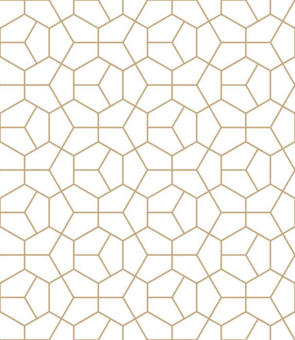 Behang Abstracte meetkunde gold deco art zeshoek patroon