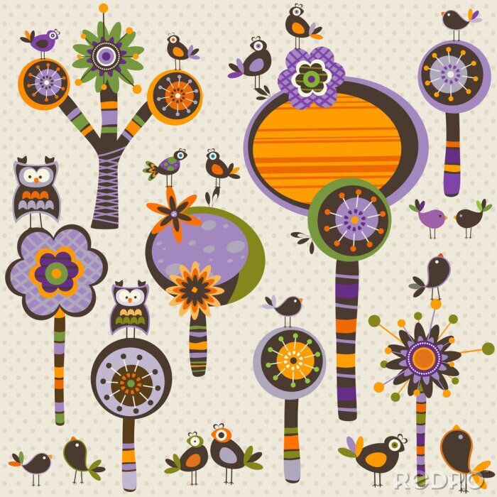 Behang Abstracte paarse illustratie geïnspireerd door de natuur